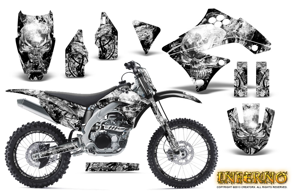 Kawasaki KX450F 09-11 Graphics Kit Inferno White NP Rims